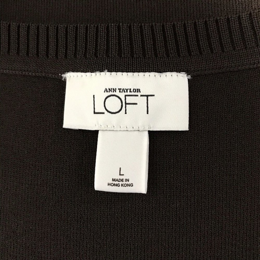 Ann Taylor Loft Brown Sweater Tank Top Shirt Size Large L Stretch Knit Blouse - Picture 7 of 9